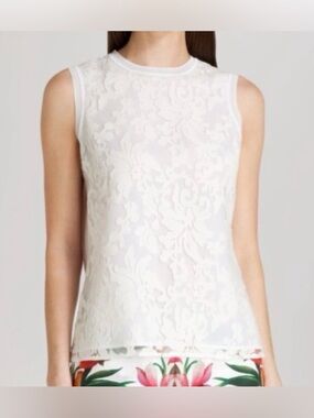 Ted Baker Esti Sheer Overlay Floral Blouse White Size 2 (US 6)